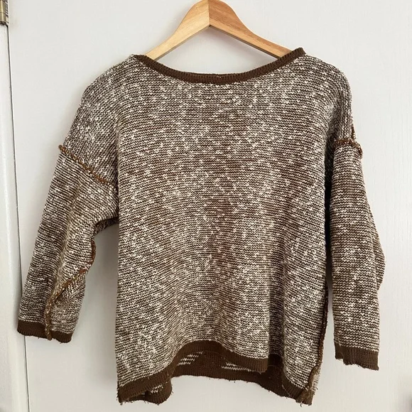 Vintage Brown & Cream Textured Knit Sweater – Japan Find - Picture 2 of 2
